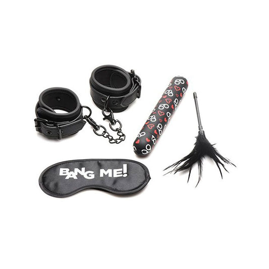 Bang - Bondage Kit - XL Bullet, Cuffs, Tickler and Blindfold - Black BNG-AH047